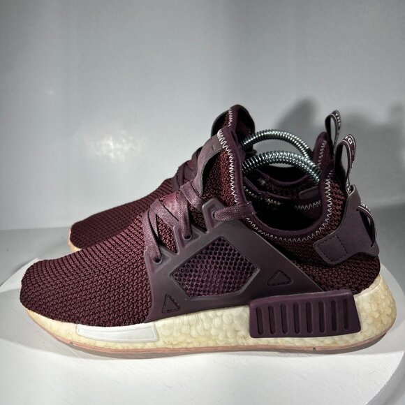 Adidas NMD XR1 Womens Size 8 Running Shoes Knit Sneakers Burgundy Red Boost Walk - Picture 1 of 13